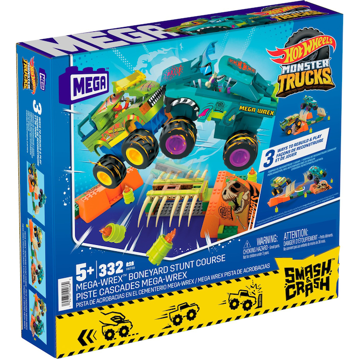 Hot Wheels Monster Truck játékkészlet - Mega Construx, Mega Wrex és Wreexplorer