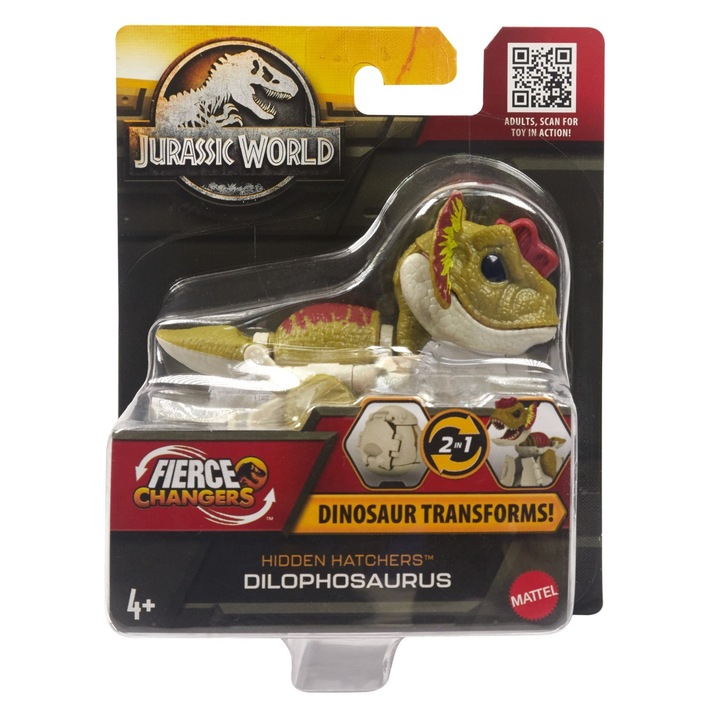 2 az 1-ben figura Jurassic World Fierce Changers - Rejtett keltetők, Dilophosaurus