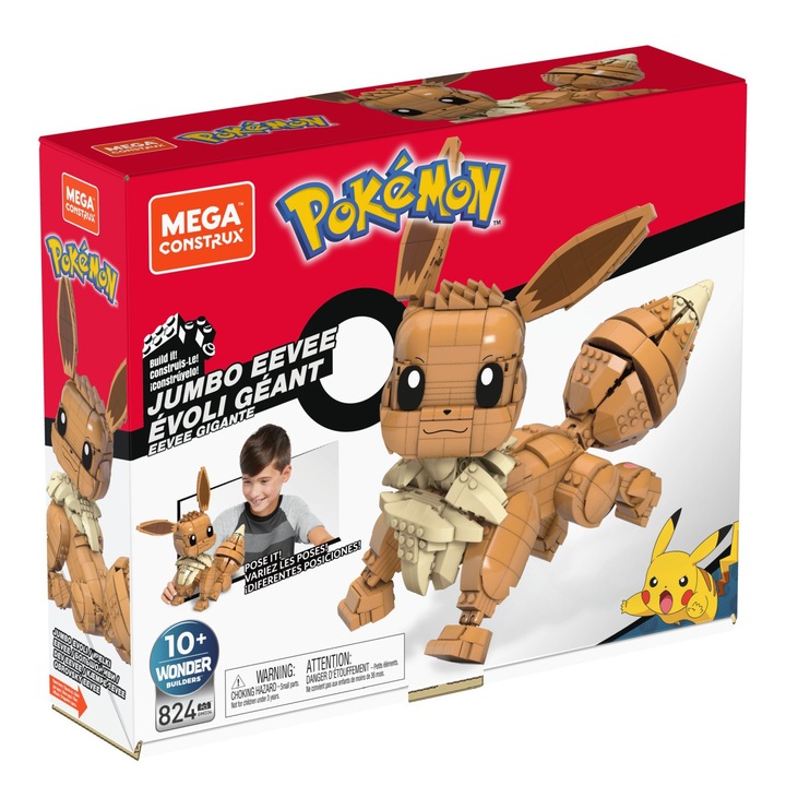 Építőkészlet Pokemon Mega Construx - Jumbo Eevee, 824 db