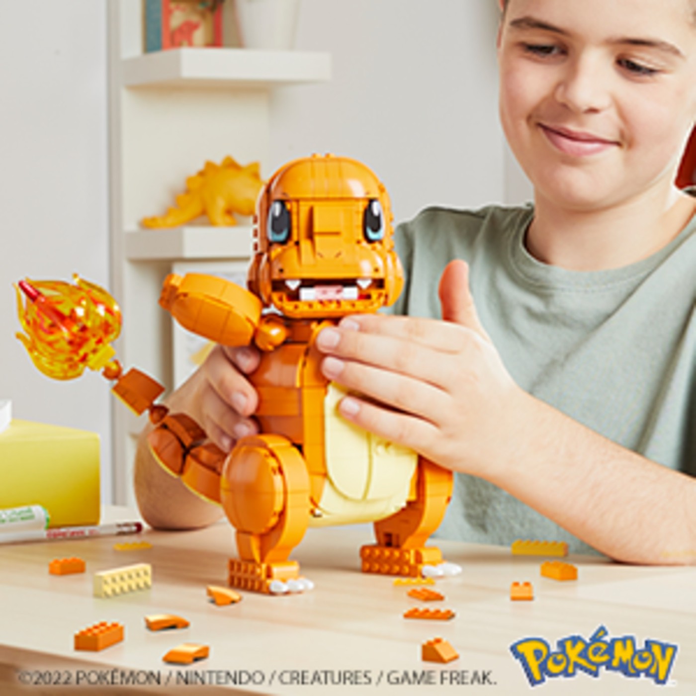 Set de constructie Pokemon Mega Construx - Jumbo Charmander, 750 piese