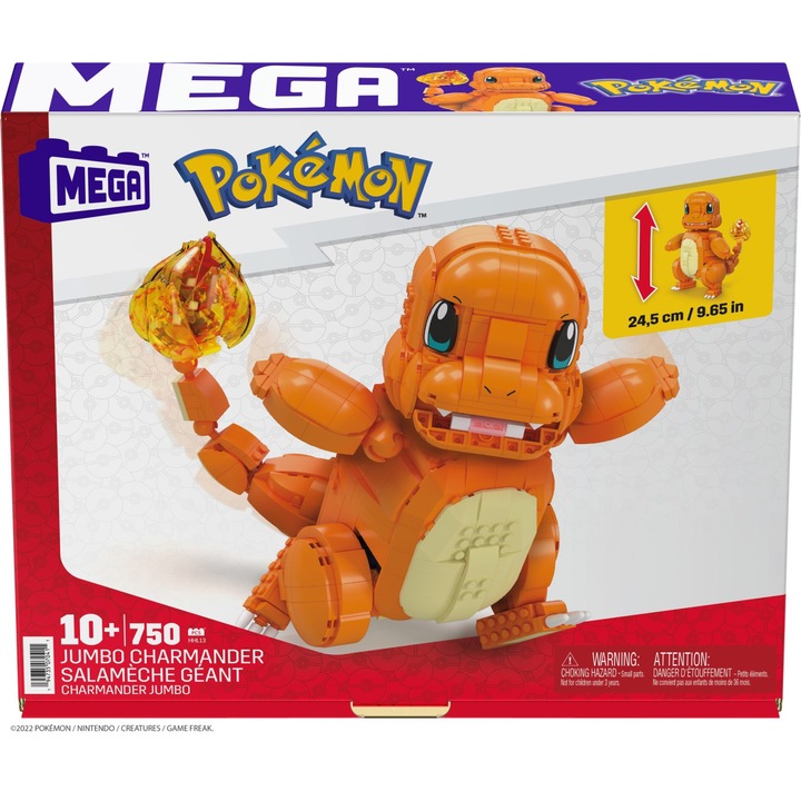 Pokémon Mega Construx építőkészlet - Jumbo Charmander, 750 db, többszínű