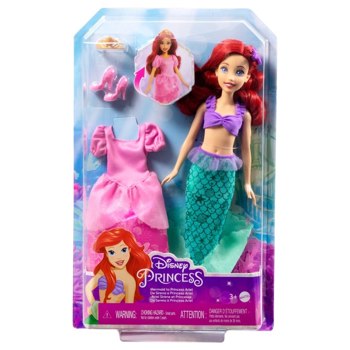 Papusa Disney Princess 2 in 1 - Ariel