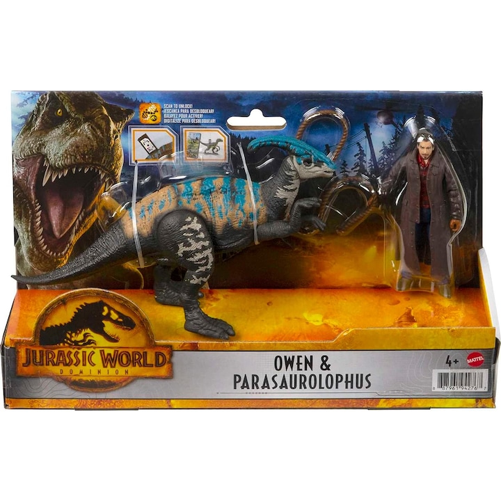 Set 2 figurine Jurassic World - Owen si Parasaurolophus