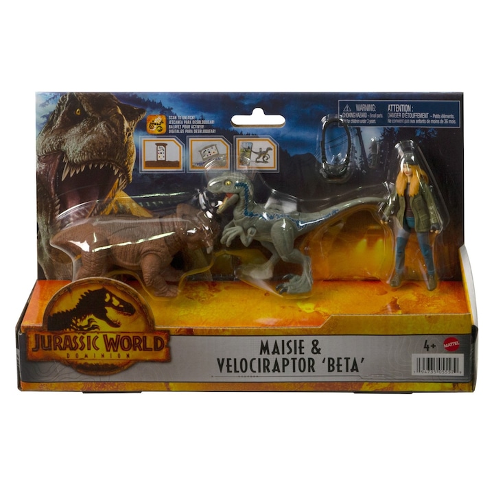 Set 2 figurine Jurassic World - Maisie si Velociraptor Beta