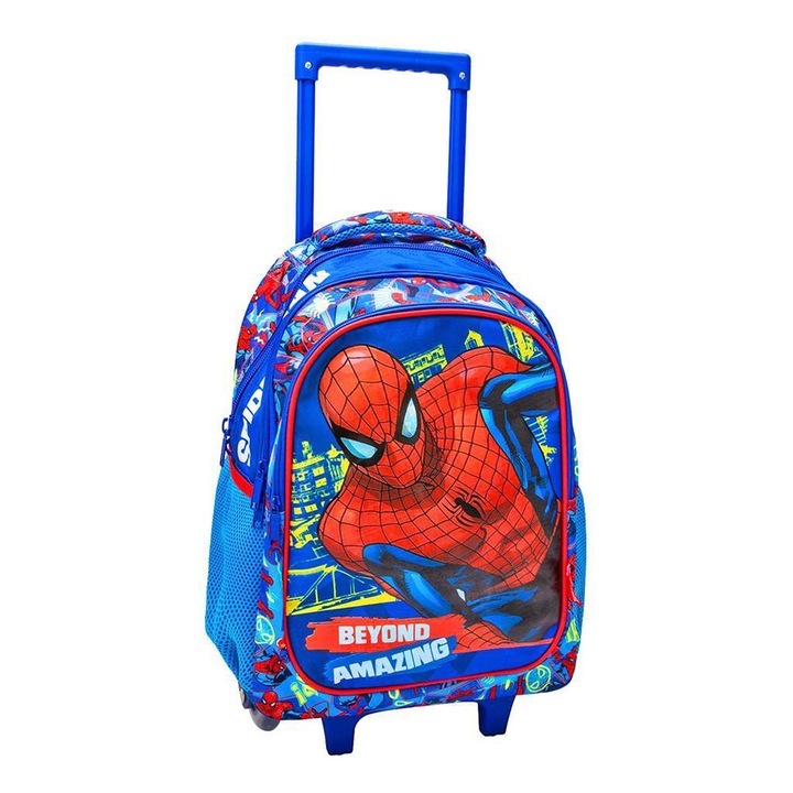 Troler Spiderman Beyond Amazing, 34x20x45 cm, 3 compartimente Albastru