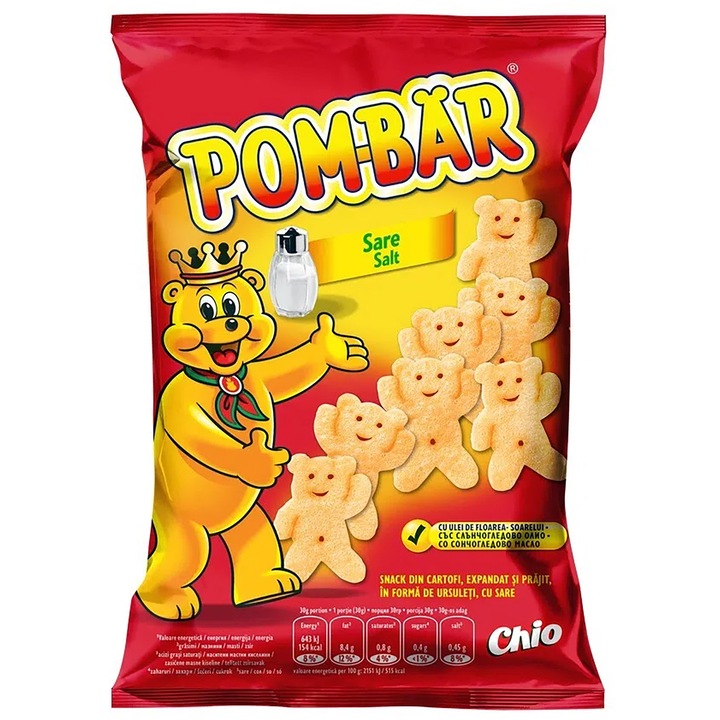 Snacksuri din cartofi cu sare Pom-Bar, 4 x 50 g