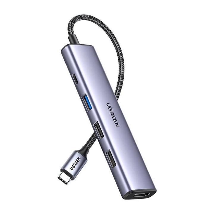 Адаптер, Ugreen, USB-C към HDMI, UUSB-A 3.0, 2x USB-A 2.0