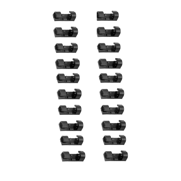 Комплект 20 скоби за управление на кабели AutoSSF ®, Самозалепващи се 3M, Пластмасови, Черни