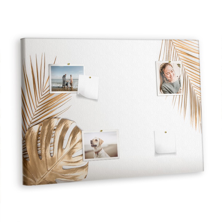 Коркова табла, Tulup, Тропически листа, Златист, 100 cm x 70 cm, цветни, 00088593