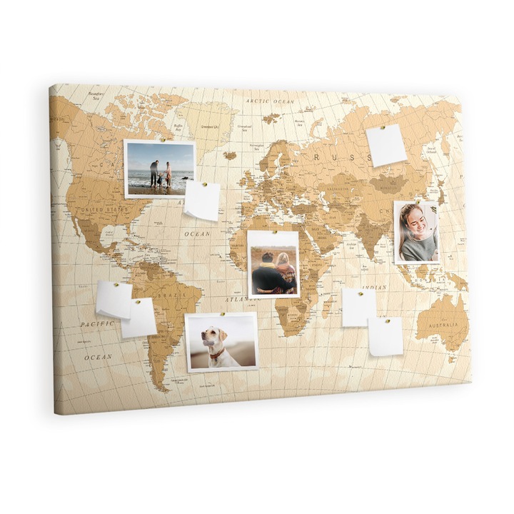 Tabla de pluta, Tulup, harta lumii, Arancio, 120 cm x 80 cm, Metal, 00088691