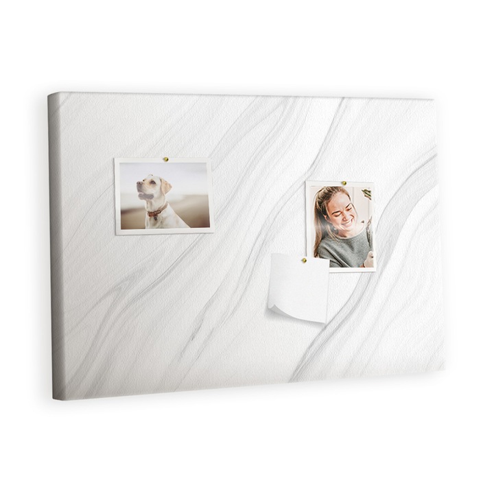 Pin tábla, Tulup, Dekoratív márvány, Fehér, 60 cm x 40 cm, 000010522