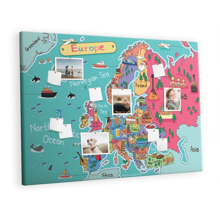 Tabla de pluta. Tulup. Harta Europei. Multicolor. 140 cm x 100 cm. Metal. 00088204