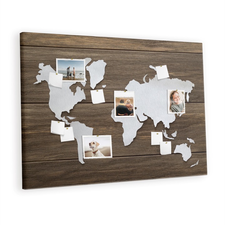 Tabla de pluta. Tulup. Lumea pe scanduri. Maro. 140 cm x 100 cm. Metal. 00088624