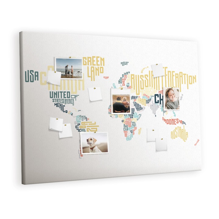 Tabla de pluta. Tulup. Numele tarilor. Multicolor. 140 cm x 100 cm. Metal. 00088730