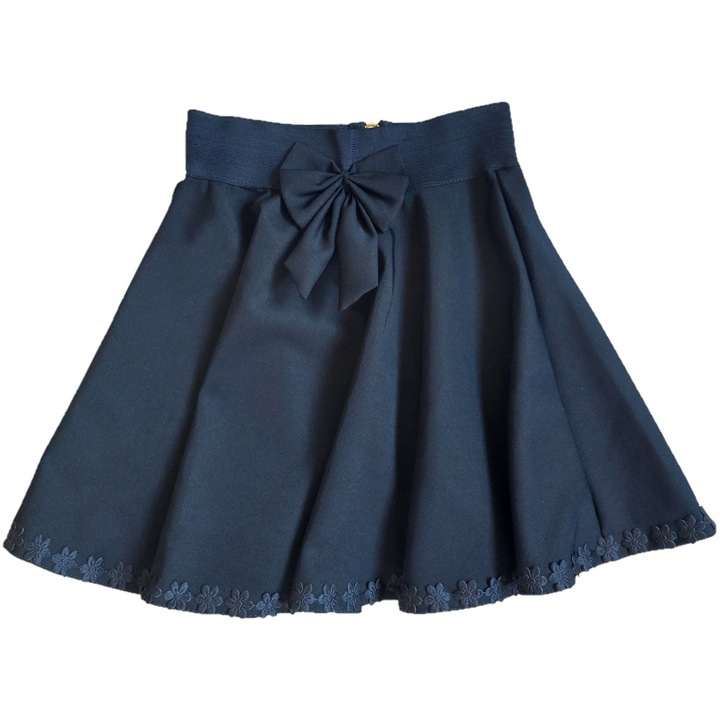 Fusta fete pentru scoala, cu fundita, Bleumarin