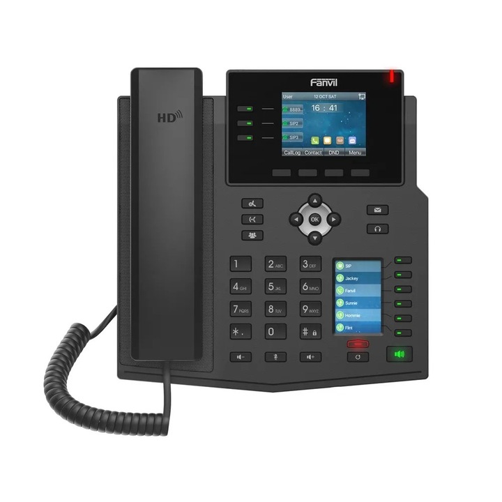 Telefon VoIP Fanvil X4U, IPv4/IPv6, HD Audio, RJ45 1000Mbps PoE, Ecran LCD dublu, Negru