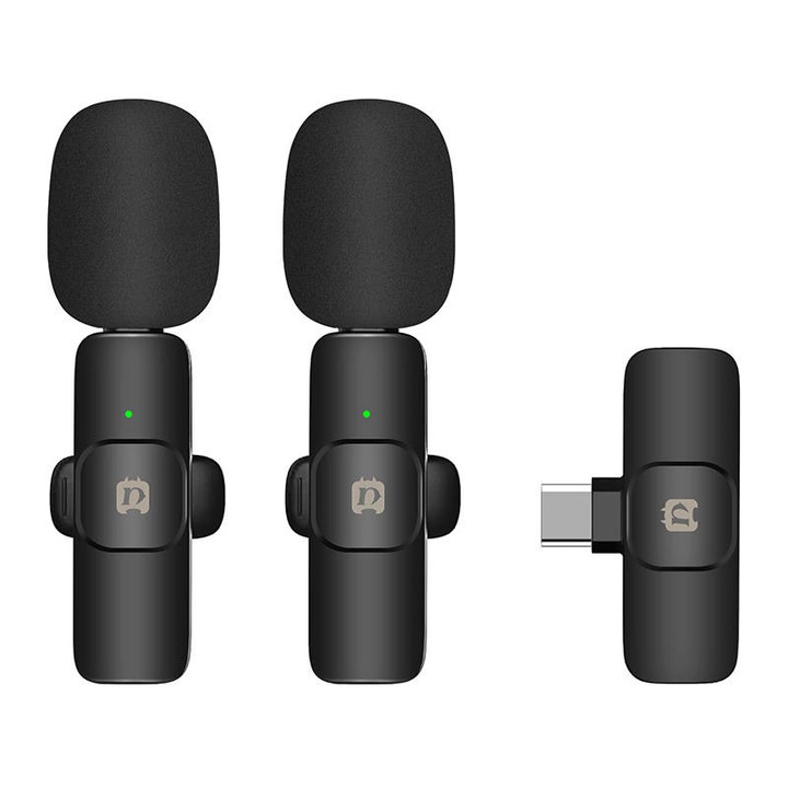 Set microfoane lavaliera wireless cu USB Type-C PULUZ PU3150B