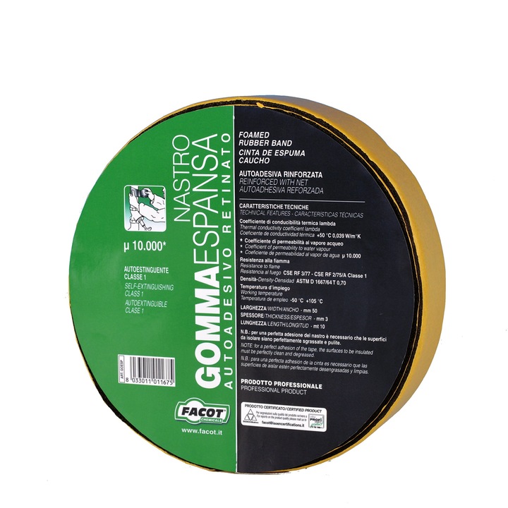 Banda izolatoare din spuma de cauciuc pentru izolarea traseelor de racire sau incalzire, Foamed Rubber Band, 50mm x 10m x 3mm