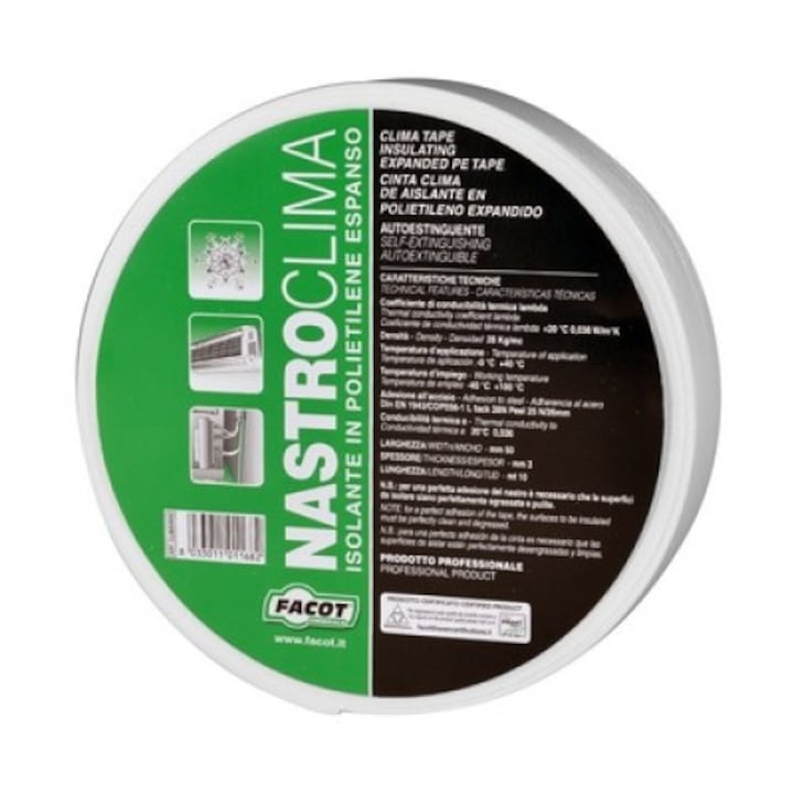 Banda autoadeziva din polietilena reticulata pentru izolarea instalatiilor de climatizare, Clima Tape, 50mm x 10m x 3mm