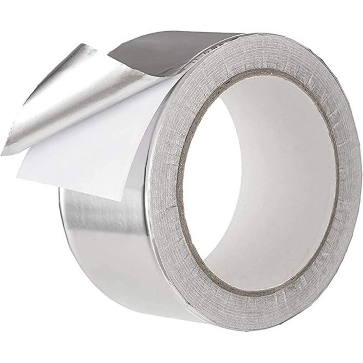 Banda din aluminiu pentru protectia izolatiilor tevilor de incalzire sau climatizare, Aluminium Adhesive Tape, 50mm x 50m
