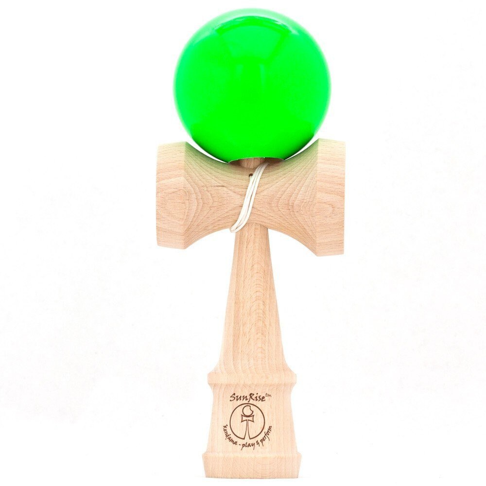 Kendama SunRise Classic Competition Neon verde cu ata de rezerva