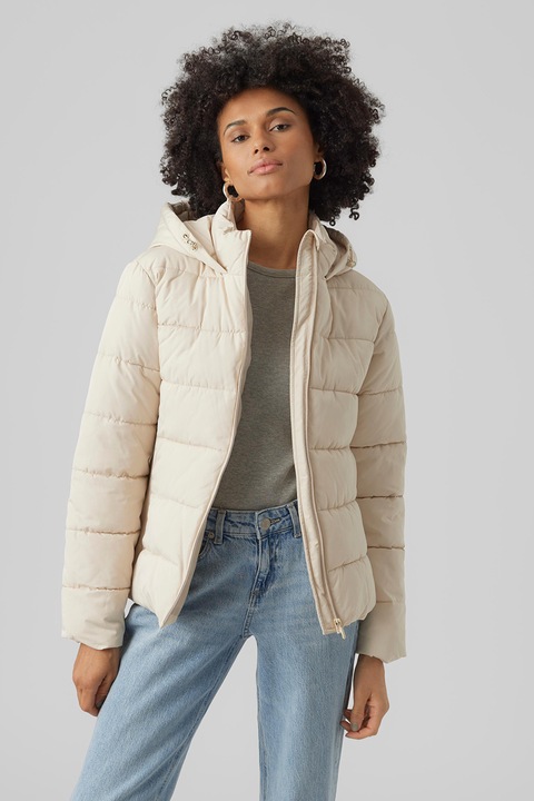 Vero Moda, Зимно яке с качулка, Слонова кост