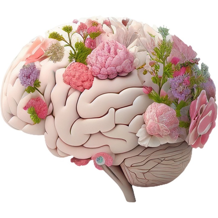 Sticker decorativ, Creier cu Flori, Alb, 69 cm, 1353STK-4