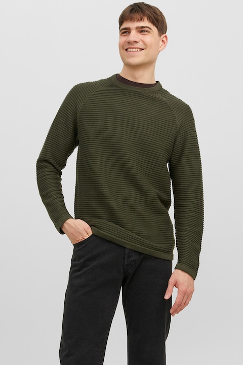 Jack & Jones, Рипсен пуловер с реглан ръкави, Армия зелено