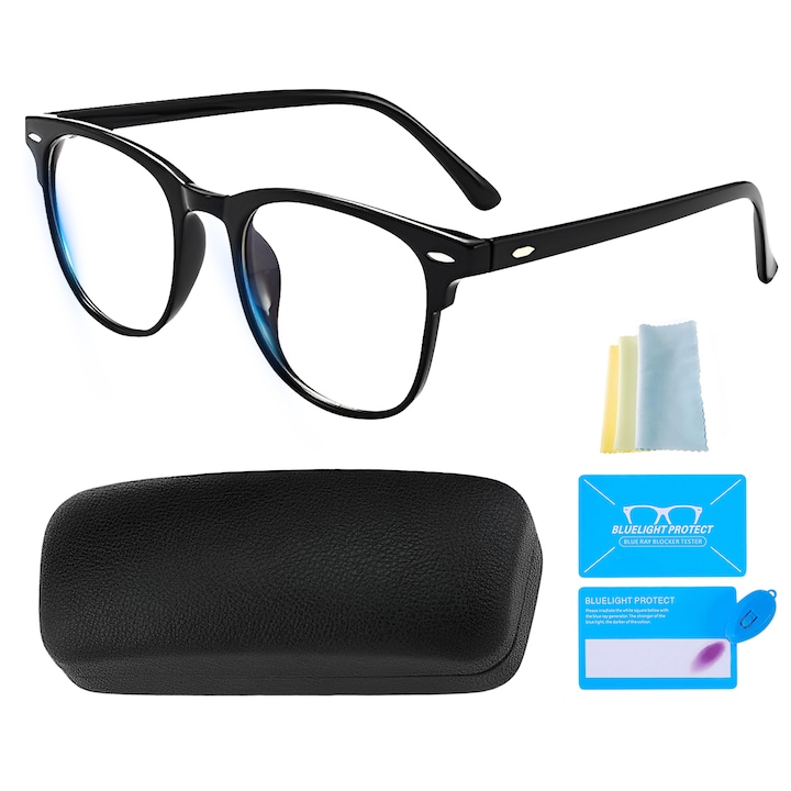 Очила за компютърна защита Nozibye®, анти синя светлина, без диоптри, унисекс, тест за филтър за синя светлина, черни