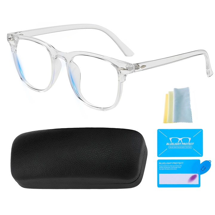 Очила за компютърна защита Nozibye®, анти синя светлина, без диоптри, унисекс, Тест с филтър за синя светлина, Прозрачен цвят