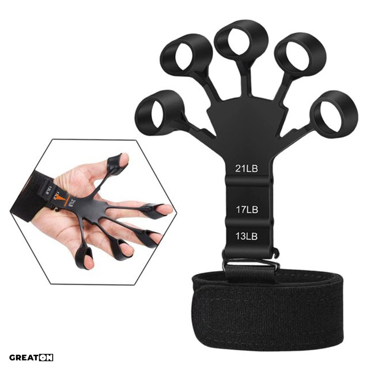 GREATON Finger Flexor с 5 пръстена, Велкро захващане на китката ...