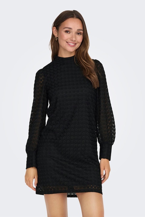 JdY, Rochie mini cu maneci bufante, Negru, L