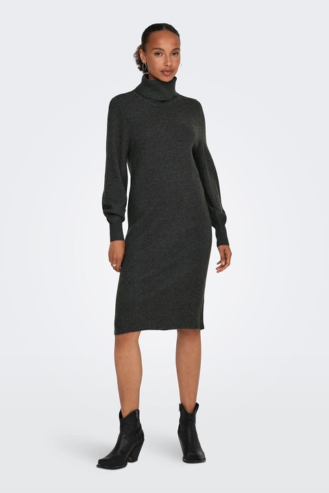 Only, Рокля с поло и буфан ръкави, Меланж тъмно сиво