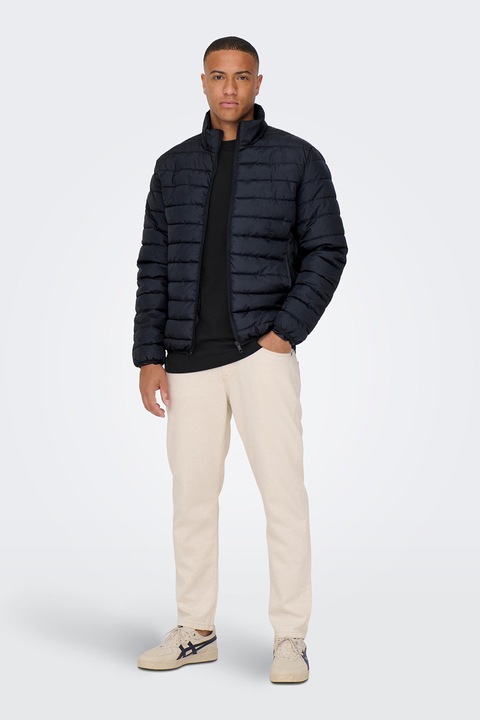 Only & Sons, Капитонирано зимно яке с цип, Ултрамарин синьо