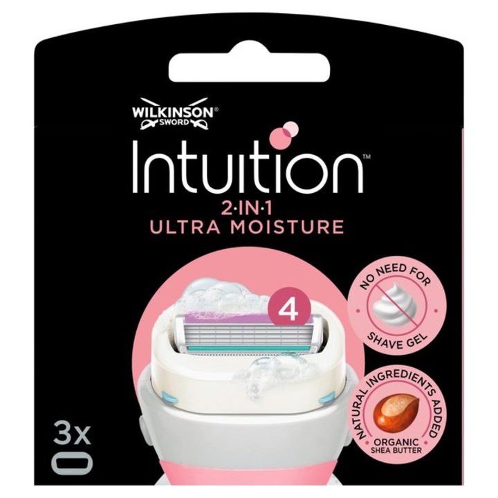 Rezerve aparat de epilat Wilkinson Intuition Ultra Moisture cu Unt de Shea, Femei, 3 buc