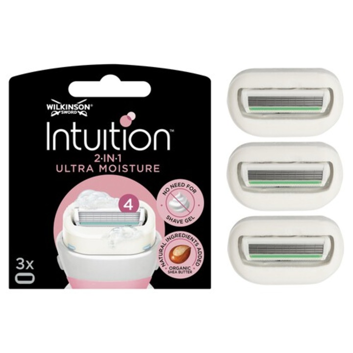 Rezerve aparat de epilat Wilkinson Intuition Ultra Moisture cu Unt de Shea, Femei, 3 buc