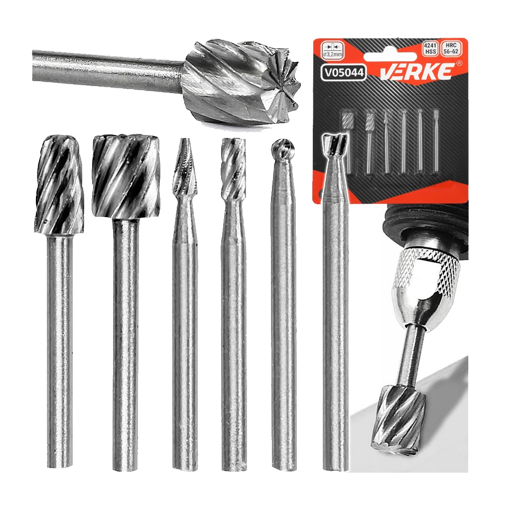 Set 6 Freze Pentru Aluminiu Si Otel 3.2 Mm, HSS, Verke - EMAG.ro