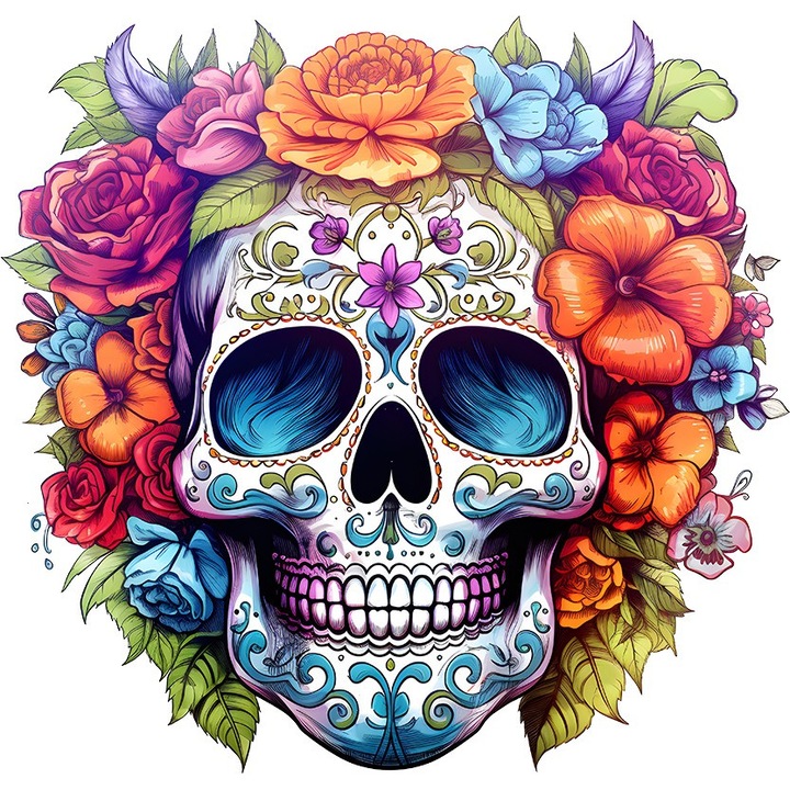 Sticker decorativ, Skull, Alb, 62 cm, 1357STK-5