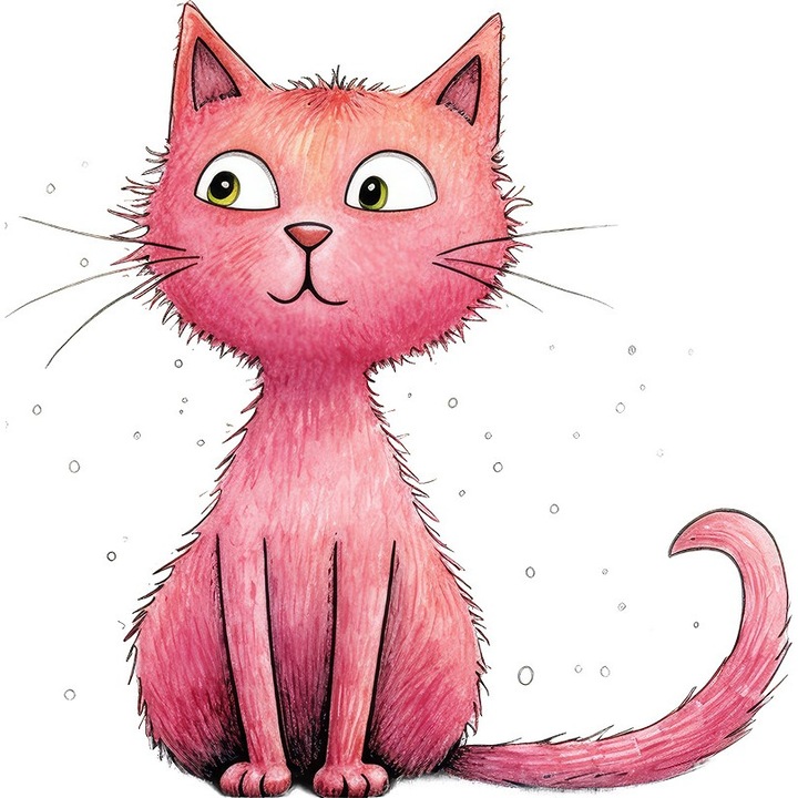 Sticker decorativ, Pisica, Roz, 60 cm, 1358STK-5