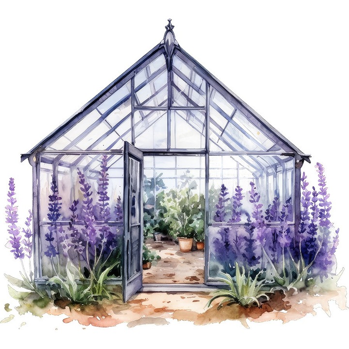Dekoratív matrica, Levendula üvegház, lila, 67 cm, 1361STK-4