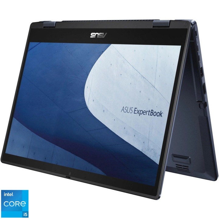 Laptop ASUS ExpertBook B3 Flip B3402FBA cu procesor Intel® Core™ i5-1235U pana la 4.4GHz, 14'', Full HD, Touch, 16GB DDR4, 512GB SSD, Intel Iris Xᵉ Graphics, No OS, Star Black