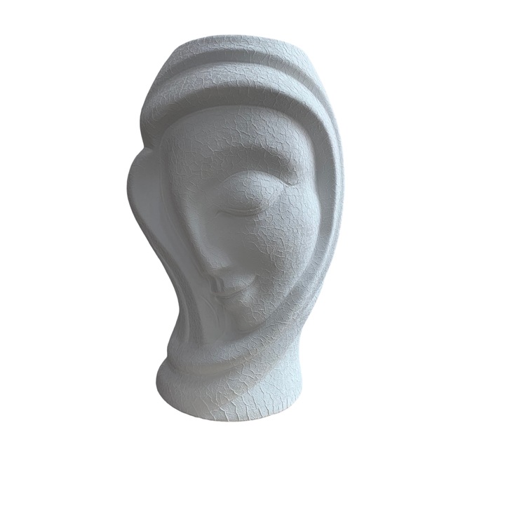 Vaza chip Femeie, Ceramica, Alb mat, 33 cm