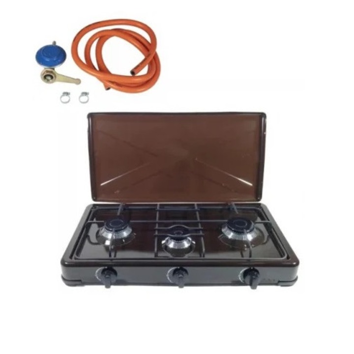 Aragaz maro, 3 ochiuri + Kit reglabil gpl RH-10 + Tub flex 2M+2 Coliere