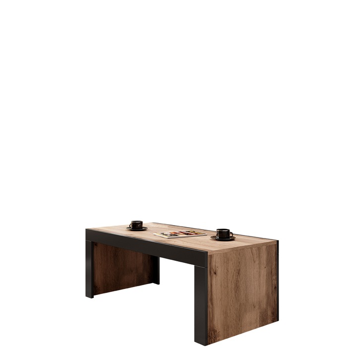 Masuta Kwintus, stejar wotan/ negru, 120x50x60 cm