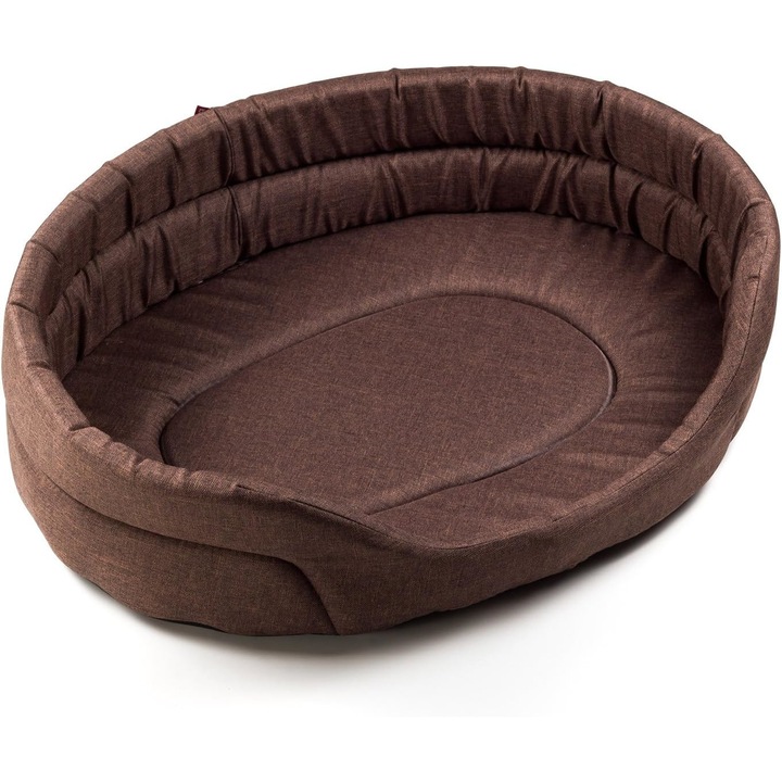 Pat pentru caini si pisici, L 76 x 67 x 19 cm, maro, imitatie de in