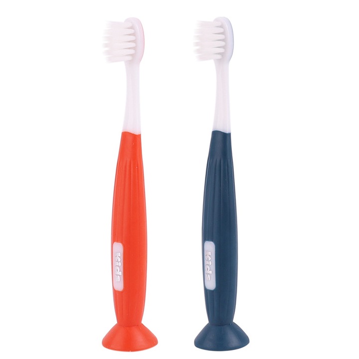 Gyerek fogkefe, extra puha, tapadókoronggal, 2 darabos készlet