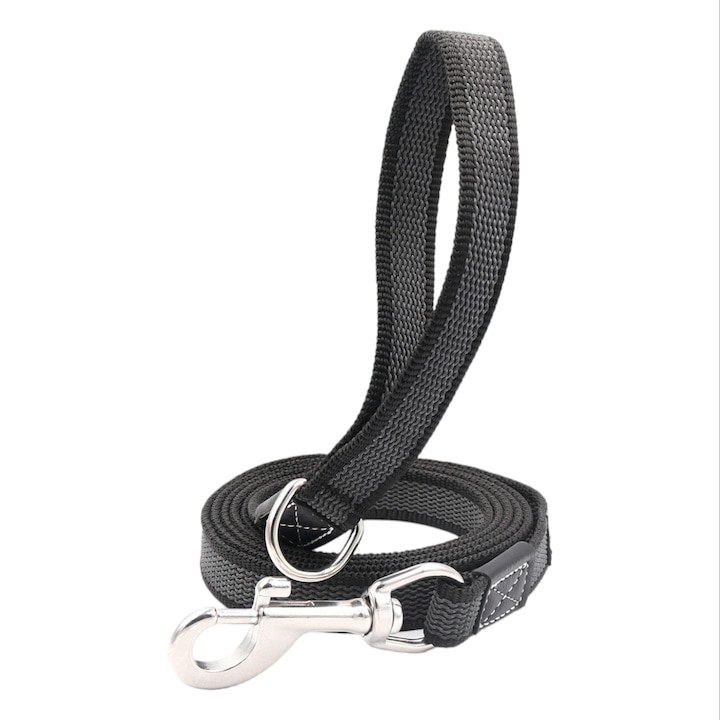 Lesa caini antiderapanta Super-K9 MasterGrip, 20mm, carabina INOX 75kg, 1,5 m, Neagra
