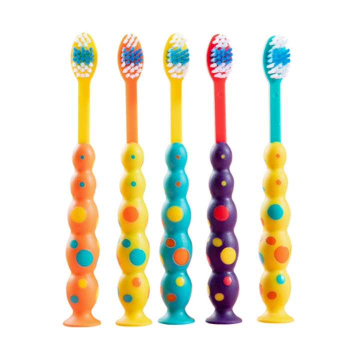 5 darabos gyermek fogkefe készlet tapadókoronggal, 3 éves kortól