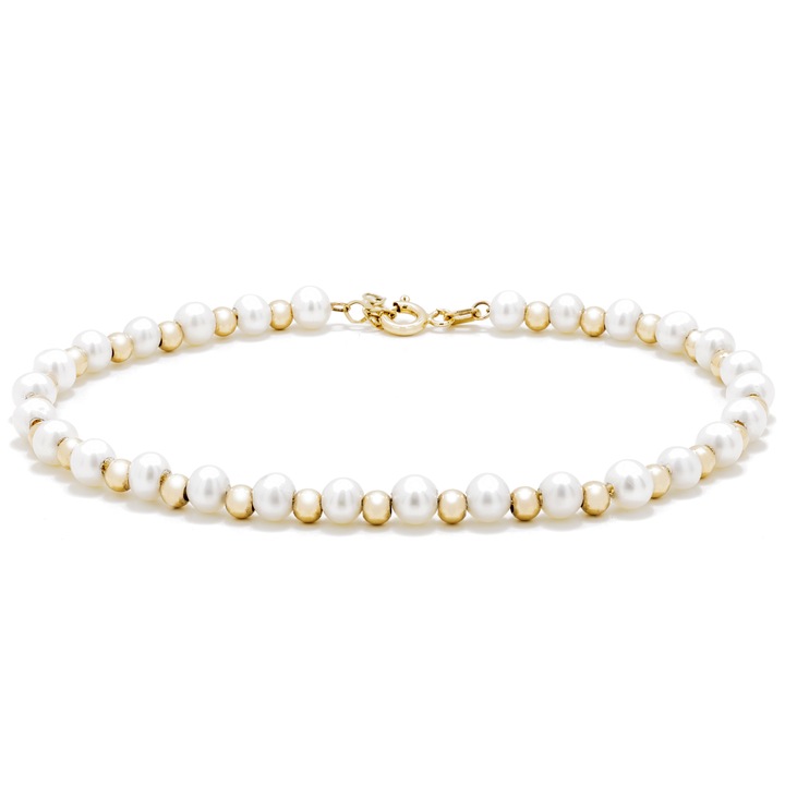 Bratara aur galben 14k Round Pearl