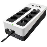 UPS Eaton 3S550D, Gen2 DIN, 550 VA/330 W, Standby, intrare Schuko, 6 iesiri (3 cu baterie si protectie, 3 doar protectie supratensiune), port USB, baterie plumb-acid sigilata 12V/5Ah, inlocuibila, forma turn, montabil pe perete, autonomie ~10-20 min